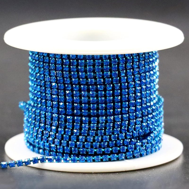Rytenz 10 Yards 2 MM Rhinestone Chain Trim Crystal Rhinestone Close Chain Trim Shiny Rhinestone Chain for Sewing Crafts, DIY Decoration, Jewelry, Clothing, Shoes (Navy Blue), DC-10Y-DYML - Image 1